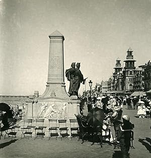 Belgium Blankenberge the Dike Monument Old NPG Stereoview Photo 1900's