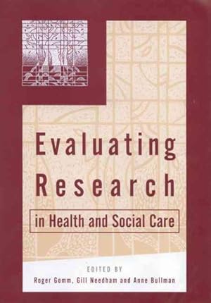 Imagen del vendedor de Evaluating Research in Health and Social Care a la venta por GreatBookPrices
