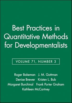 Imagen del vendedor de Best Practices in Quantitative Methods for Developmentalists a la venta por GreatBookPrices