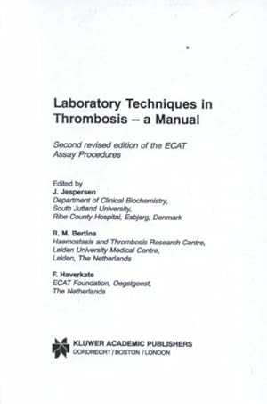Seller image for Laboratory Techniques in Thrombosis : A Manual for sale by GreatBookPrices