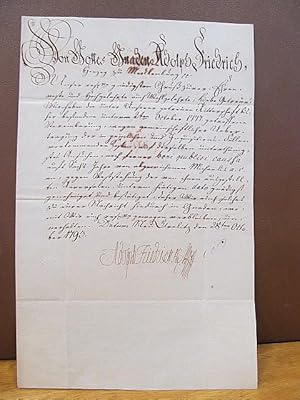 Von Gottes Gnaden Adolph Friedrich, Herzog zu Mecklenburg cc.durch Adolph Friedrich IV. handsigni...