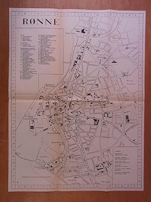 Rønne auf Bornholm. Doppelseitig bedruckter Stadtplan