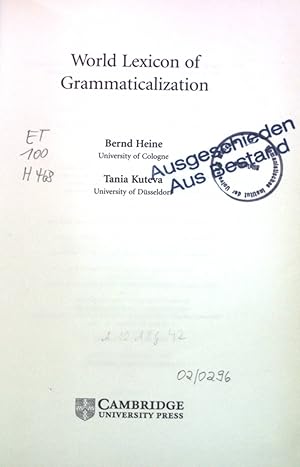 Image du vendeur pour World Lexicon of Grammaticalization mis en vente par books4less (Versandantiquariat Petra Gros GmbH & Co. KG)