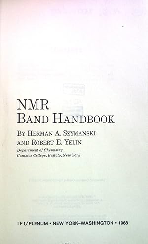 Bild des Verkufers fr NMR Band Handbook. zum Verkauf von books4less (Versandantiquariat Petra Gros GmbH & Co. KG)