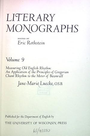 Image du vendeur pour Literary Monographs: Measuring Old English Rhythm, Vol. 9. mis en vente par books4less (Versandantiquariat Petra Gros GmbH & Co. KG)