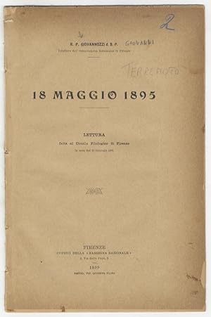 18 maggio 1895. Lettura fatta al Circolo Filologico di Firenze la sera del 24 gennaio 1899.