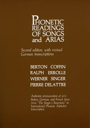 Bild des Verkufers fr Phonetic Readings of Songs and Arias zum Verkauf von GreatBookPrices