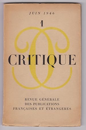 CRITIQUE. Revue Générale des Publications Francaises et Étrangères. Revue mensuelle. Konvolut von...