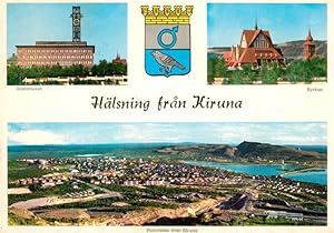 Postkarte Carte Postale 73523588 Kiruna Stadshuset Kyrkan Panorama Wappen Kiruna