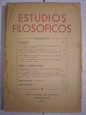 Bild des Verkufers fr Estudios Filosficos 4 Volumen III Enero-Junio 1954 zum Verkauf von Librera Antonio Azorn