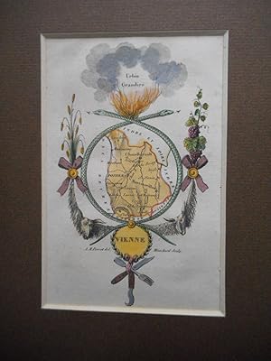 Vienne Area - City of Poitiers - an Original Hand-Coloured Antique Engraved Map