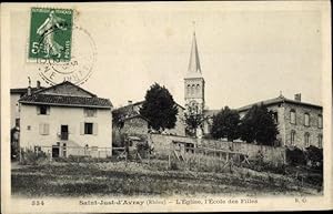 Seller image for Ansichtskarte / Postkarte Saint Just d'Avray Rhne, L'glise, l'cole des Filles for sale by akpool GmbH