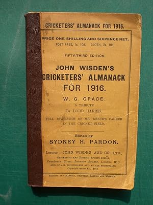 Immagine del venditore per John Wisden's Cricketers' Almanack for 1916, with a tribute by Lord Harris to W. G. Grace venduto da Black Box Books