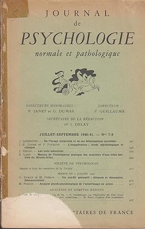 Bild des Verkufers fr Journal de Psychologie normale et pathologique zum Verkauf von PRISCA