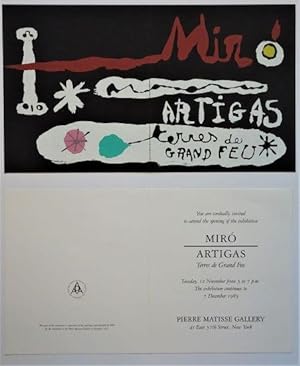 Miro - Artigas, Terres de Grand Feu, 12 November - 7 December, 1985: Exhibition Poster with Invit...