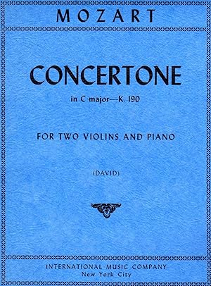 Concertone in C Major, K. 190 for Two Violins and Piano [PIANO FULL SCORE & TWO PARTS]