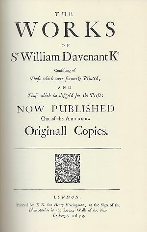 THE WORKS OF SIR WILLIAM DAVENANT. TWO VOLUMES