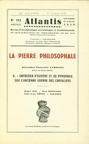 Revue Atlantis N°193 / 1958 / La Pierre philosophale - II / REIMPRESSION en facsimilé