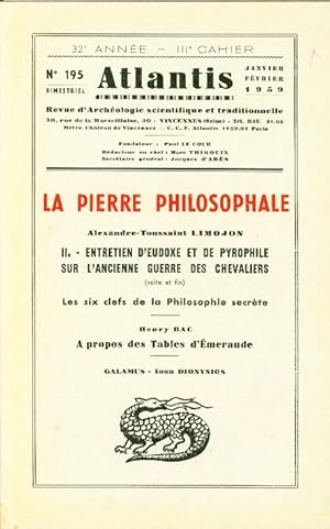 Revue Atlantis N°195 / 1959 / La Pierre philosophale - III / REIMPRESSION en facsimilé