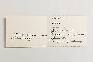 Carte de voeux adressée à Georges et Alice Raillard pour l'année 1970 signée et par Hans Hartung ...