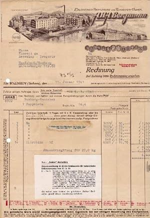 Rechnung der Waldheimer Parfümerie- und Feinseifen-Fabrik A.H.A. Bergmann. Mit Schreibmaschine au...