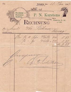 Rechnung der Manufaktur- und Modewaren-Handlung P.N.Karstens, Friedrichstrasse 53. Handschriftlic...