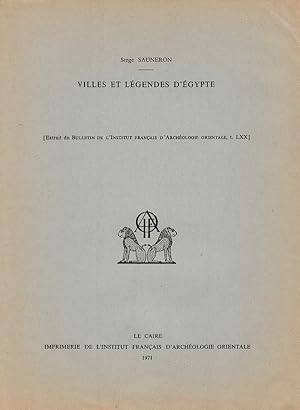 Bild des Verkufers fr Villes et lgendes d'gypte. ( XXXV). (Bulletin de l'Institut franais d'archologie orientale BIFAO). zum Verkauf von Librarium of The Hague