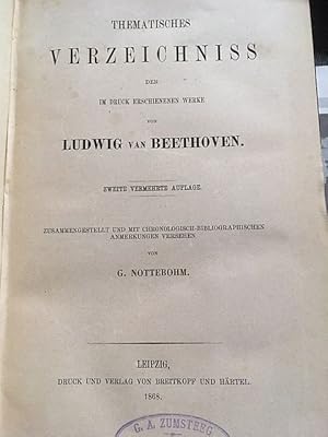 Bild des Verkufers fr Thematisches Verzeichnis der im Druck erschienenen Werke von Ludwig van Beethoven. zum Verkauf von Antiquariat  J.J. Heckenhauer e.K., ILAB