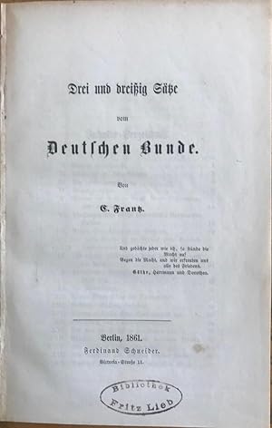 Seller image for Drei und dreiig Stze vom Deutschen Bunde. for sale by Antiquariat Uwe Turszynski