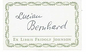 SIGNATURE OF GERMAN GRAPHIC AND TYPE DESIGNER LUCIAN BERNHARD ON PRESSMAN FRIDOLF JOHNSON'S BOOK ...