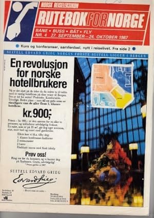 Rutebok for Norge. Bane, Buss, Bat, Fly. Nr. 4, 27. September - 24. Oktober 1987. Norsk Reiseflek...