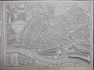 Orig. Holzstich: Hamburg - Plan von Hamburg. Nr. 3799, Im Maßstab 1 : 22.000,