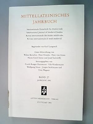 Bild des Verkufers fr Mittellateinisches Jahrbuch. Internationale Zeitschrift fr Medivistik. Band 27. 1992. (1992) zum Verkauf von Antiquariat Bookfarm