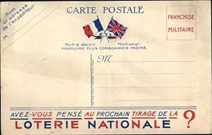 Ansichtskarte / Postkarte Loterie Nationale, drapeau de la France et Angle Terre