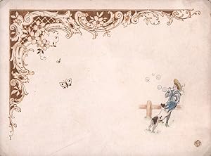 Schmuckkarte um 1900 (blanco). Cremefarbener Feinkarton mit goldgeprägter Rocailleneinfassung im ...