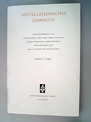 Bild des Verkufers fr Mittellateinisches Jahrbuch. Band 17. (1982) (1982) zum Verkauf von Antiquariat Bookfarm
