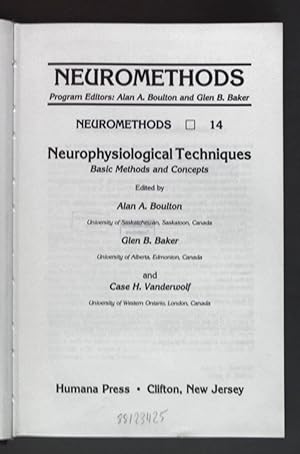Imagen del vendedor de Neurophysiological Techniques, I : Basic Methods and Concepts. Neuromethods 14 a la venta por books4less (Versandantiquariat Petra Gros GmbH & Co. KG)