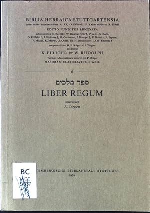 Seller image for Liber Regum Biblia Hebraica Stuttgartensia; 6 for sale by books4less (Versandantiquariat Petra Gros GmbH & Co. KG)