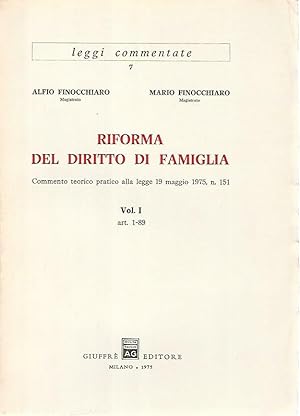 Image du vendeur pour Riforma del diritto di famiglia. Volume I mis en vente par librisaggi
