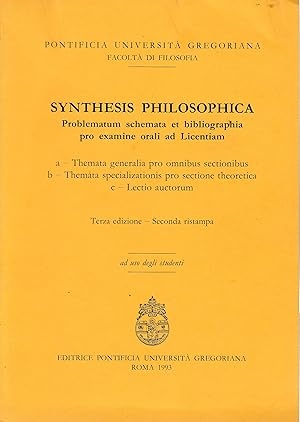 Immagine del venditore per Synthesis philosophica venduto da librisaggi