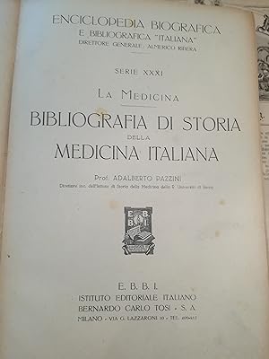 La Medicina. Bibliografia di Storia della Medicina Italiana.