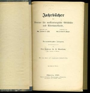 Bild des Verkufers fr Jahrbcher des Vereins fr mecklenburgische Geschichte und Alterthumskunde. 73. Jahrgang. zum Verkauf von Antiquariat Liberarius - Frank Wechsler