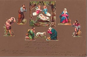 Weihnachtskrippe in 10 Teilen. Chromlithographie, montiert. Albumblatt 31. Mai 1875 (14,7 x 22,7 cm)