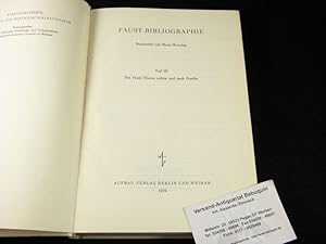 Bild des Verkufers fr (Bearb.) Faust-Bibliographie. Teil III: Das Faust-Thema neben und nach Goethe. zum Verkauf von Antiquariat Bebuquin (Alexander Zimmeck)