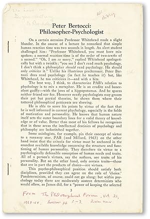 [Drop title] Peter Bertocci: Philosopher - Psychologist