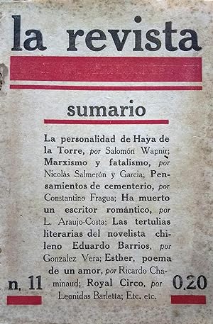 La Revista. Año I.- N°11. Enero de 1928. Publicación Literaria Argentina. Director : Carlos J. Ro...