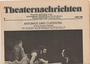 Bild des Verkufers fr Theaternachrichten Deutsches Nationaltheater Weimar 8 - 1987 / 88 zum Verkauf von Programmhefte24 Schauspiel und Musiktheater der letzten 150 Jahre
