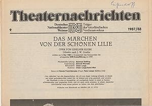 Bild des Verkufers fr Theaternachrichten Deutsches Nationaltheater Weimar 9 - 1987 / 88 zum Verkauf von Programmhefte24 Schauspiel und Musiktheater der letzten 150 Jahre