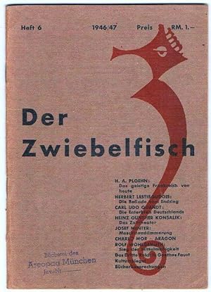 Image du vendeur pour Der Zwiebelfisch. Zeitschrift ber Bcher, Kunst und Kultur. 25. Jahrgang, 1946/47, Heft 6. mis en vente par terrahe.oswald