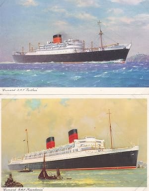 RMS Parthia Mauretania 2x Cunard Line Ship Old Postcard s